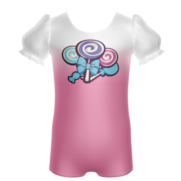 Lollipop Lollipop Puff Sleeve Biketard – Pink