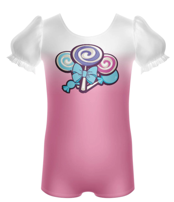 Lollipop Lollipop Puff Sleeve Biketard – Pink Lollipop Lollipop Puff Sleeve Biketard – Pink