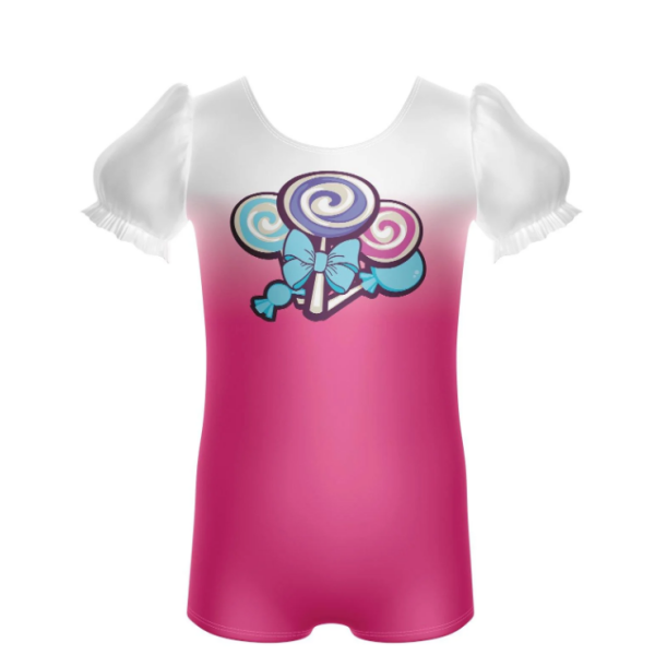 Lollipop Lollipop Puff Sleeve Biketard – Fuscia