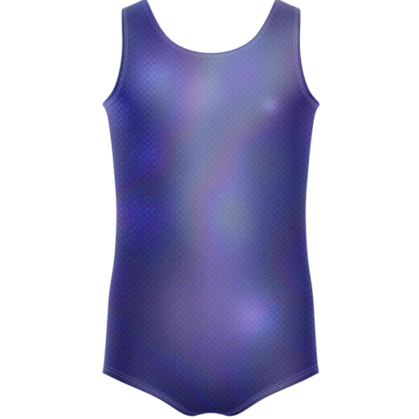 Solid Hologram Tank Leotard-Purple