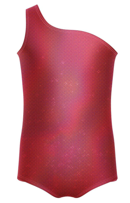 Solid Hologram One Shoulder Leotard-Red Solid Hologram One Shoulder Leotard-Red