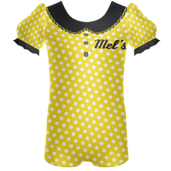 Mel’s Diner Puff Sleeve Biketard-Yellow