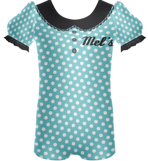 Mels Diner Puff Sleeve Biketard-Aqua Mels Diner Puff Sleeve Biketard-Aqua