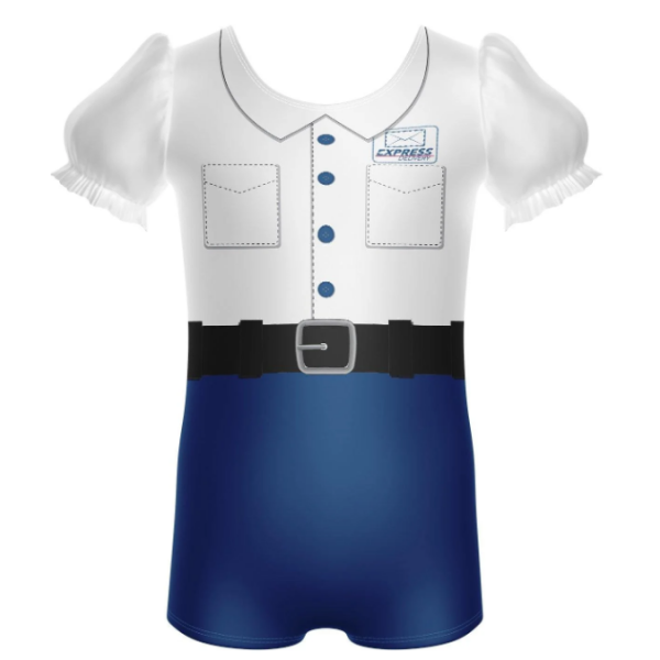 You Got Mail Puff Sleeve Biketard – White