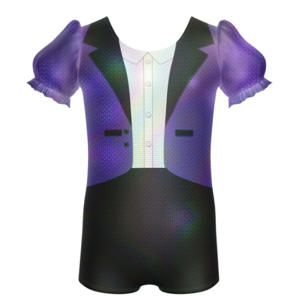 Showtime Jazz Magician Puff Sleeve Biketard - Purple