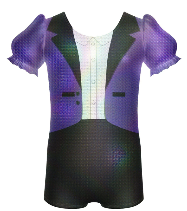 Showtime Jazz Magician Puff Sleeve Biketard – Purple Showtime Jazz Magician Puff Sleeve Biketard – Purple