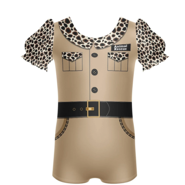 Animal Rescue Puff Sleeve Biketard – Khaki