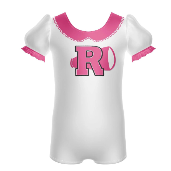 High School Puff Sleeve Biketard-Fushia
