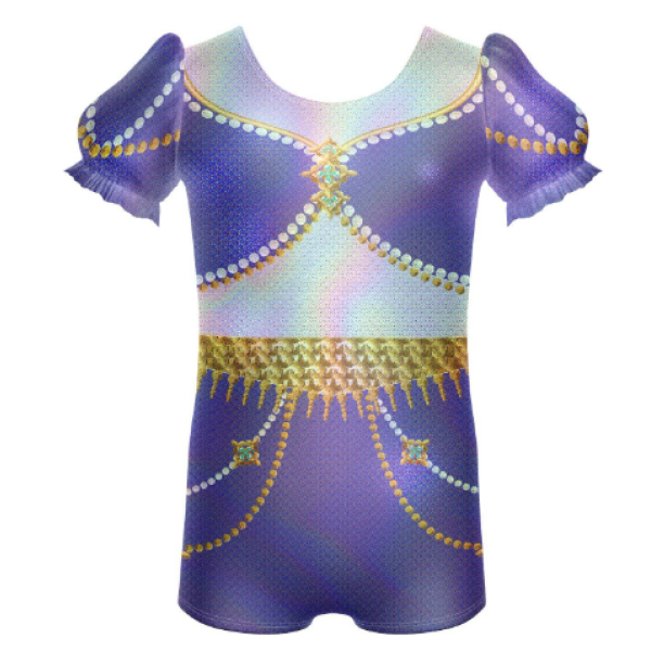 Genie Puff Sleeve Biketard-Purple