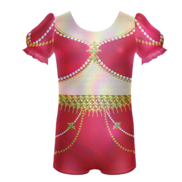 Genie Puff Sleeve Biketard-Red