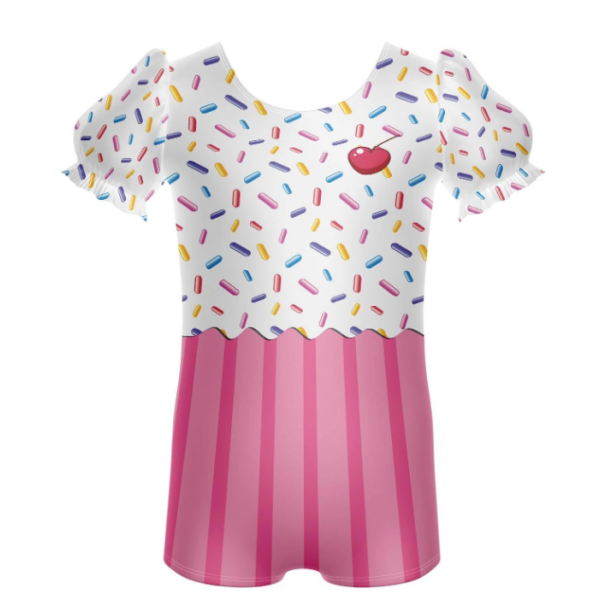Sprinkles Puff Sleeve Biketard – pink