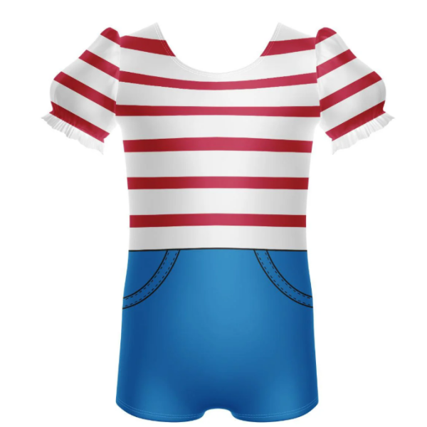 Missing Puff Sleeve Biketard – red