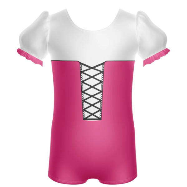 Pirate Pixies Puff Sleeve Biketard – fuscia
