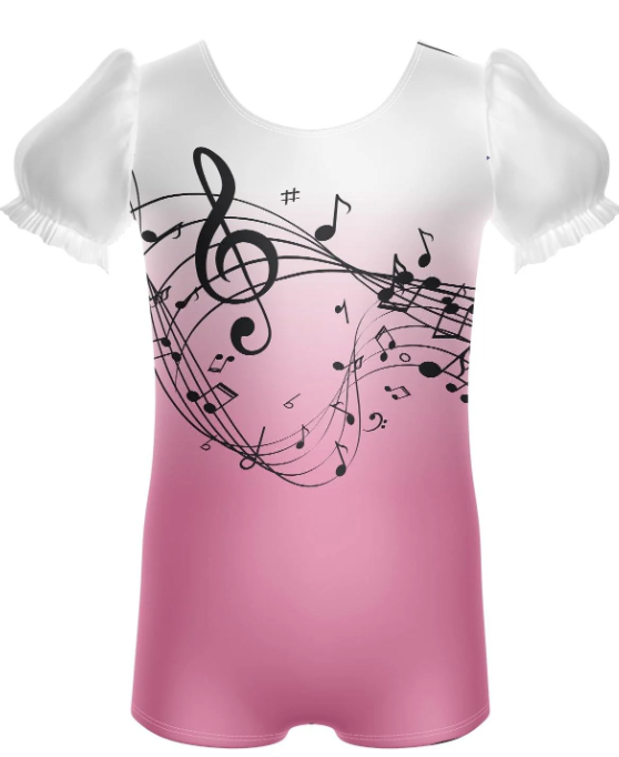 Musical Puff Sleeve Biketard – pink Musical Puff Sleeve Biketard – pink