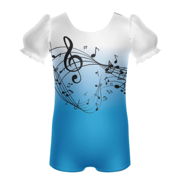 Musical Puff Sleeve Biketard – Turquoise