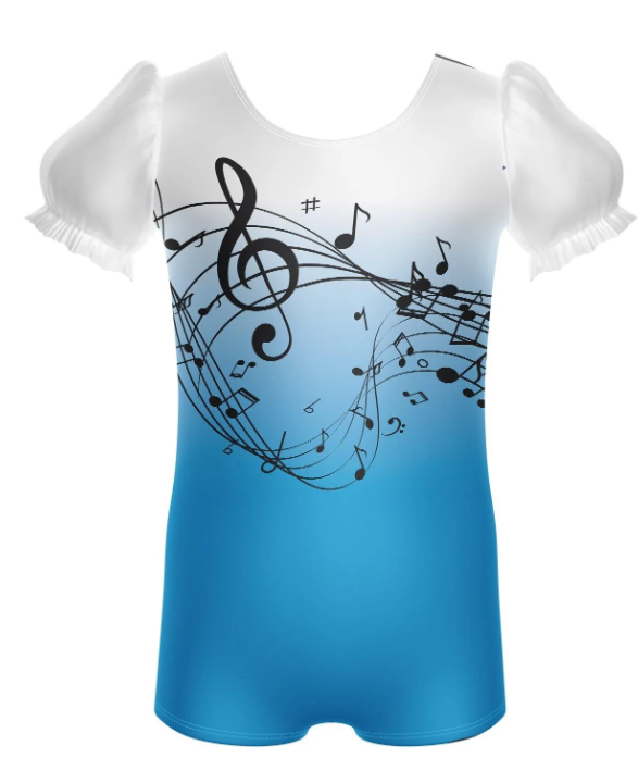 Musical Puff Sleeve Biketard – Turquoise Musical Puff Sleeve Biketard – Turquoise