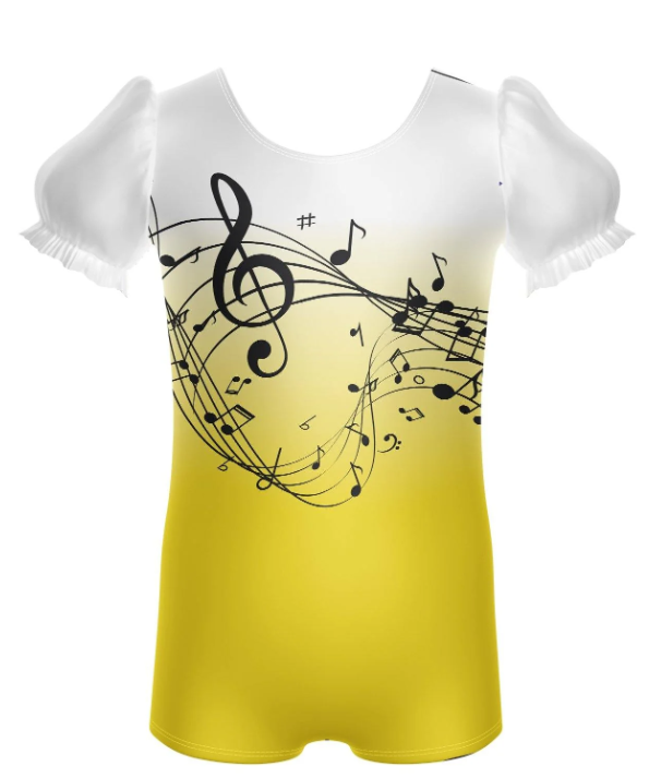 Musical Puff Sleeve Biketard – yellow Musical Puff Sleeve Biketard – yellow