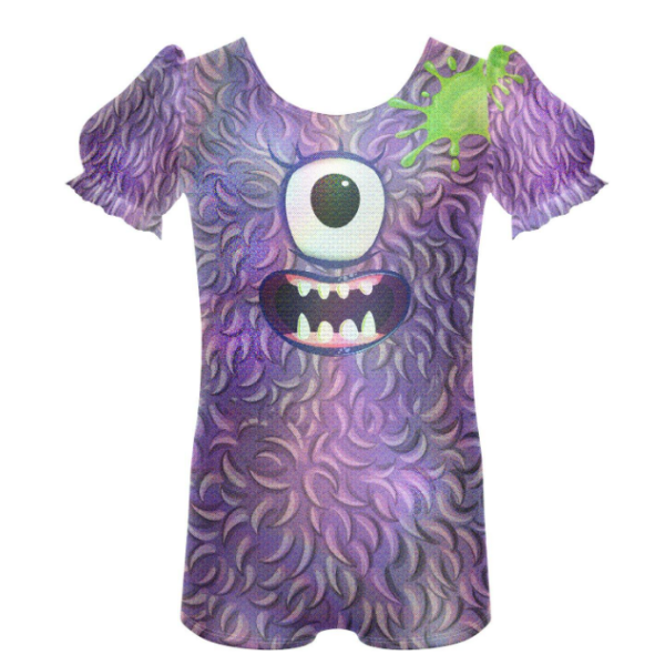 Purple People Eater Puff Sleeve Biketard – purple