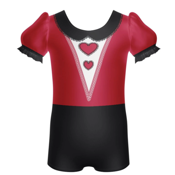 Queen Puff Sleeve Biketard - red
