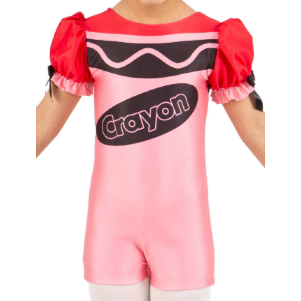 Crayons Puff Sleeve Biketard – red