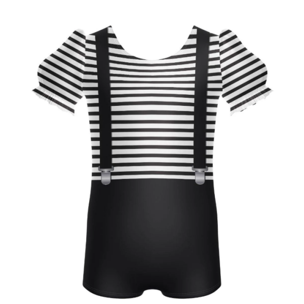 French Puff Sleeve Biketard - black