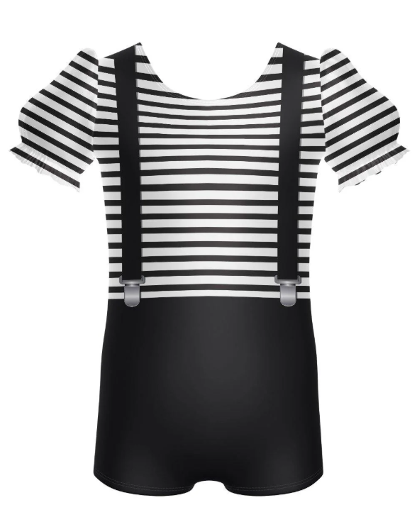French Puff Sleeve Biketard – black French Puff Sleeve Biketard – black
