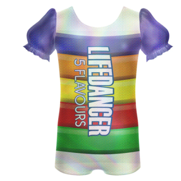 Rainbow Sweet Puff Sleeve Biketard