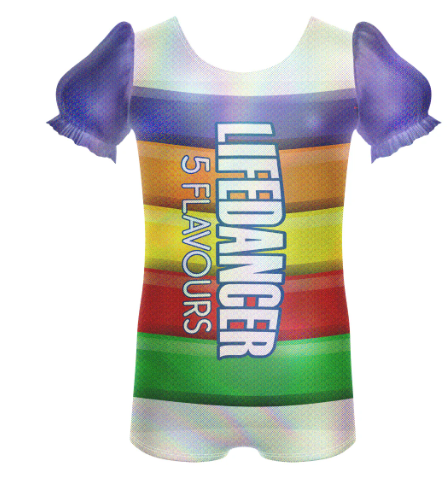 Rainbow Sweet Puff Sleeve Biketard Rainbow Sweet Puff Sleeve Biketard