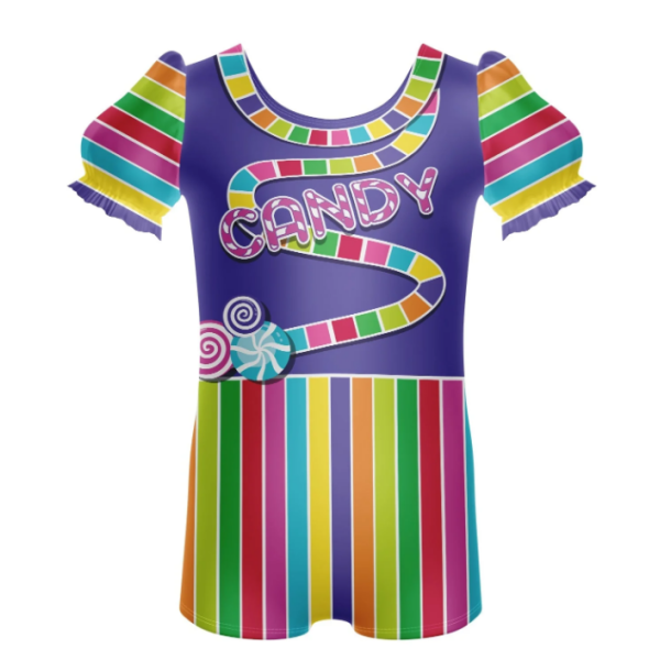 Candy Land Puff Sleeve Biketard – purple