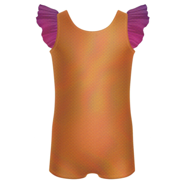 Rainbow Connection Tank Biketard with Gather Sleeves - orange