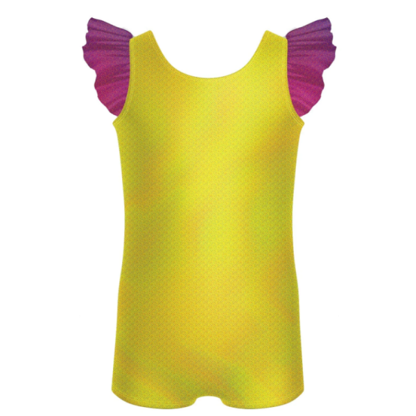 Rainbow Connection Tank Biketard with Gather Sleeves – yellow
