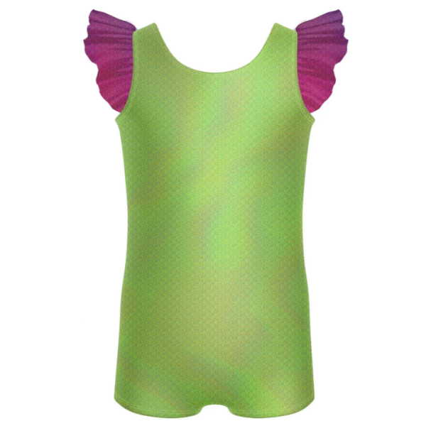 Rainbow Connection Tank Biketard with Gather Sleeves - Lime