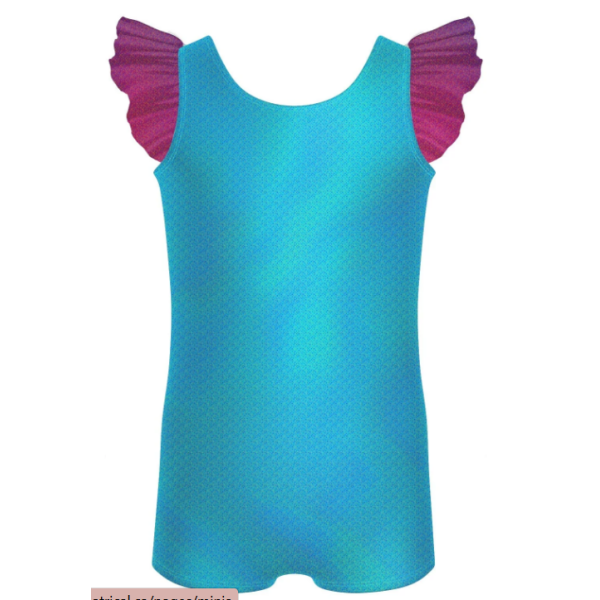 Rainbow Connection Tank Biketard with Gather Sleeves - skyblue