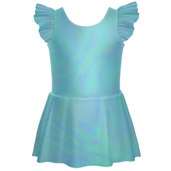 Solid Hologram Tank with Gather Sleeve Dress – turquoise