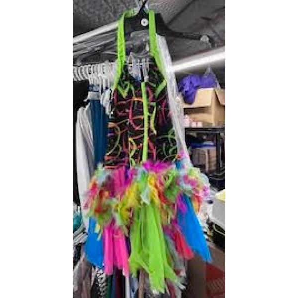 Multi colour feather tool dress