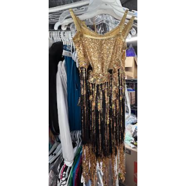 gold and black dress