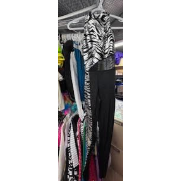 halter unitard black and sliver