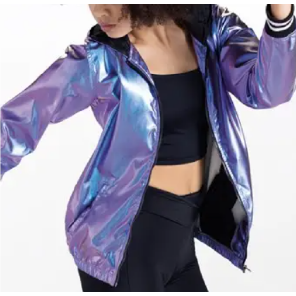 Purple Unisex Metallic Bomber Jacket
