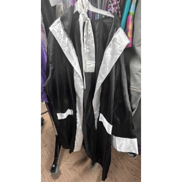 black silk robe white trim