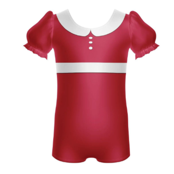 Annie Puff Sleeve Biketard-Red